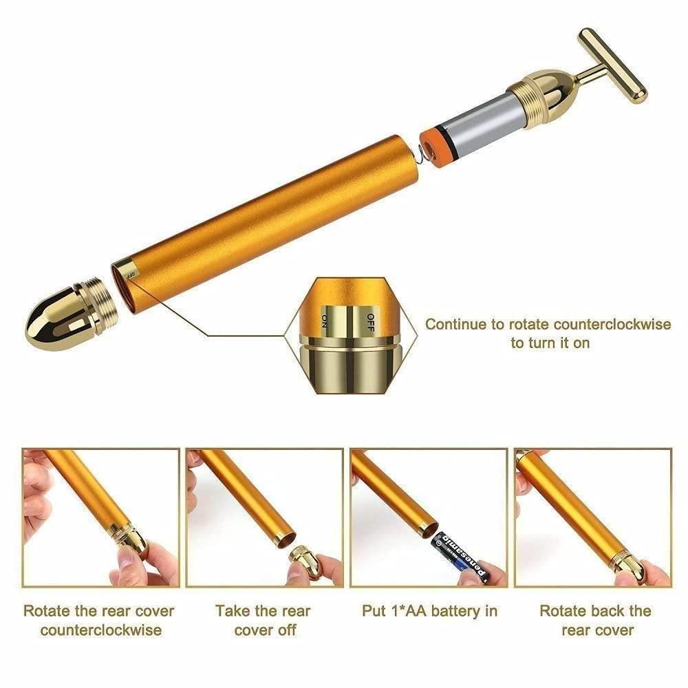 SkinAura 24K – Vibrating Gold Face Massager | Sculpt, Tighten & Glow