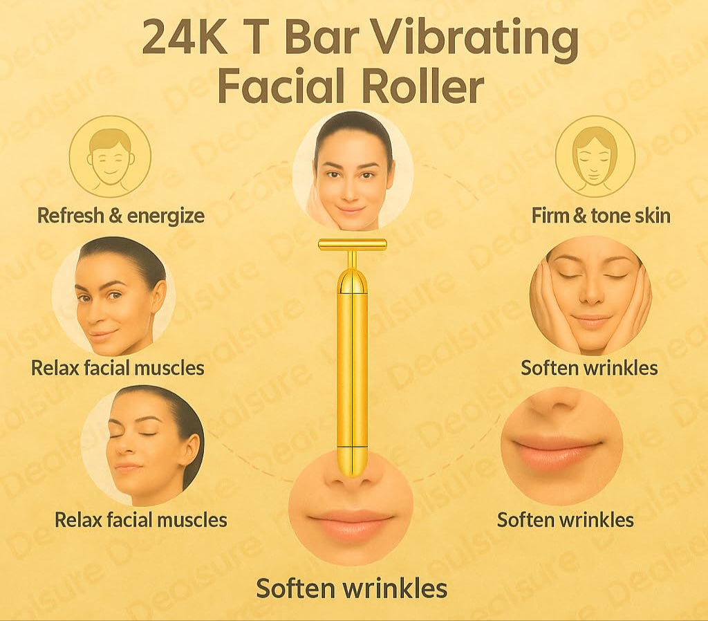 SkinAura 24K – Vibrating Gold Face Massager | Sculpt, Tighten & Glow